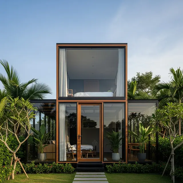 9 Model Rumah Kecil tapi Tampak Modern dengan Fasad Kaca Simpel, Hunian Luas dan Elegan
