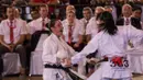 Karateka Italia, Daphne Rebolho, membuat kejutan dengan mengalahkan karateka Jepang, Chikage K. Daphne Rebolho berhasil meraih gelar juara Kumite <60 kg. (Bola.com/Vitalis Yogi Trisna)