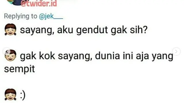 jawaban nyeleh pria saat ditanya berat badan (foto: Twitter/@twider.id)