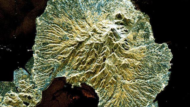 Citra Gunung Unzen di Jepang yang erupsi dahsyat pada 21 Mei 1792 (NASA/JPL)