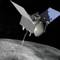 Ilustrasi OSIRIS-REx saat mengambil sampel di permukaan asteroid Bennu (NASA)