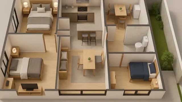 7 Desain Rumah 6x12 1 Lantai 3 Kamar Tidur, Nyaman untuk Keluarga Kecil
