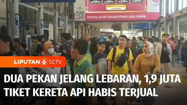 Kurang dari 2 pekan jelang lebaran, sebanyak 1,9 juta tiket kereta api mudik sudah terjual. Sementara di Semarang, Jawa Tengah, PT KAI Daops 4 menyediakan 33 perjalanan dengan kapasitas 17 ribu tiket per hari selama libur panjang hari raya Paskah akh...