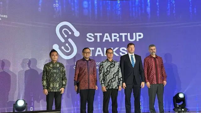 Acara "Start Up Talks: Igniting Indonesia-Europe Collaborative Opportunities" yang digelar oleh Kemlu RI di Hotel Shangri-La, Jakarta, Selasa (27/2/2024).