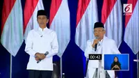 Pasangan Jokowi-Ma'ruf Amin saat Debat Kelima Pilpres 2019. (Liputan6.com)