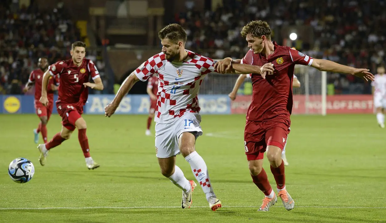 Kroasia menang 1-0 di markas Armenia. (KAREN MINASYAN/AFP)