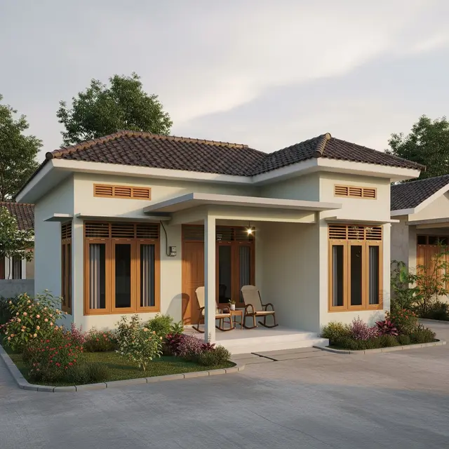 Rumah 1 Lantai di Desa yang Sederhana (Gemini AI)
