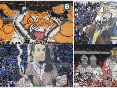 berikut ini koreografi dari suporter Persija dan suporter Persib Bandung