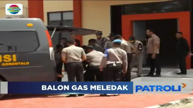 Balon gas yang digunakan untuk peresmian Sekolah Polisi Negara Polda Gorontalo meledak membuat tiga brimob alami luka bakar.