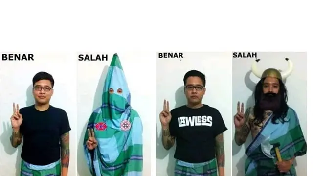 Cara pakai sarung kocak (Sumber: Instagram/awreceh.id)