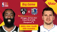 Duel Nets vs Mavericks, Minggu (27/2/2021) pukul 08.30 WIB dapat disaksikan melalui platform streaming Vidio. (Dok. Vidio)
