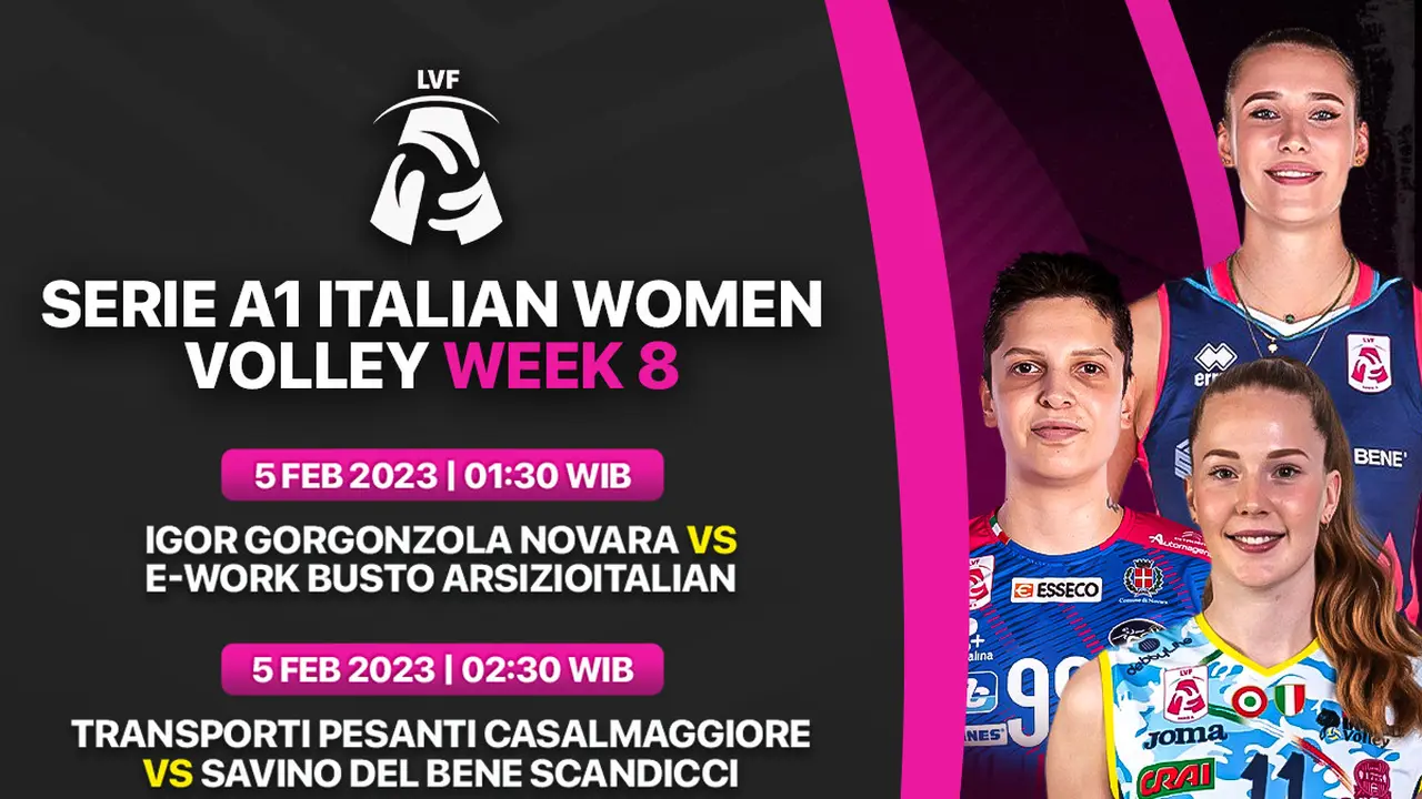 Mulai 5 sampai 6 Februari, Live Streaming Serie A1 Italian Women Volley Matchweek ke-8 di Vidio