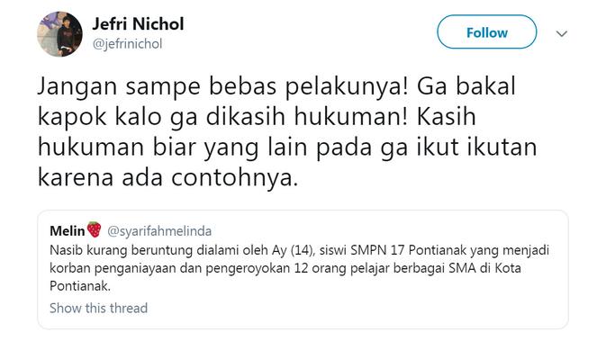 kasus justice for audrey, jefri nichol: jangan sampai bebas pelakunya...