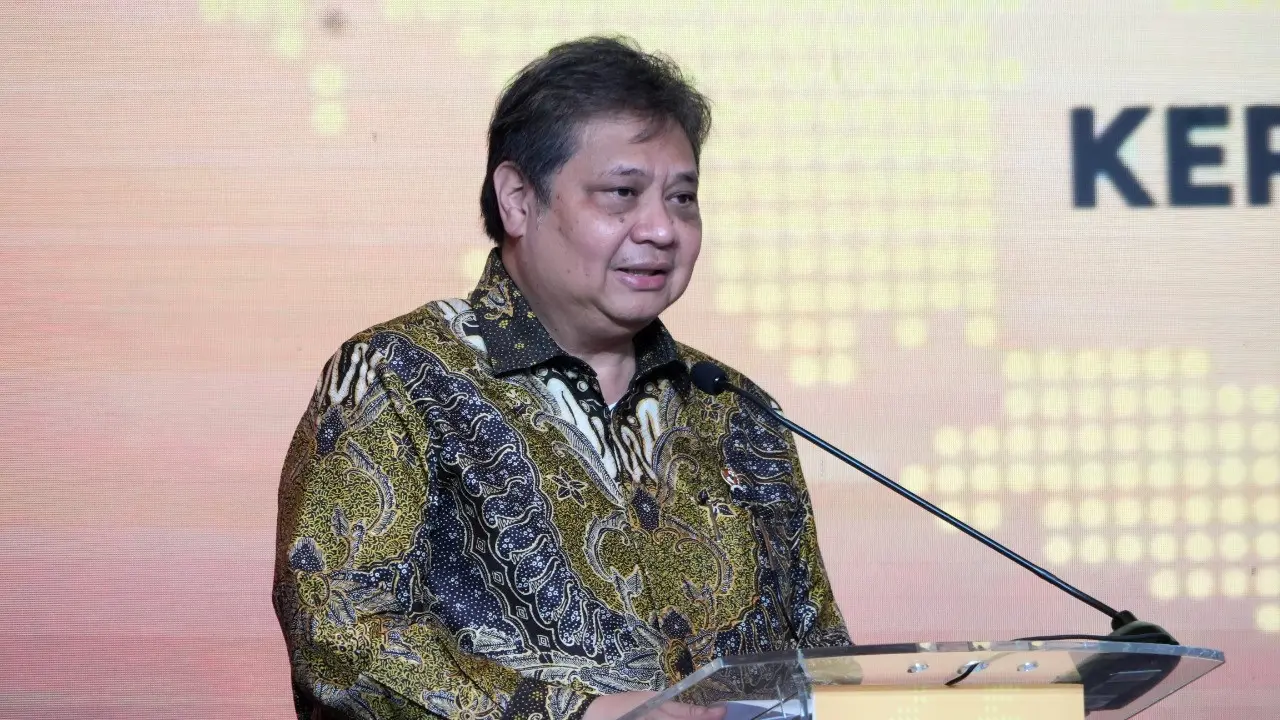 Menteri Koordinator Bidang Perekonomian Airlangga Hartarto pada acara Launching dan Rilis Indeks Kepercayaan Industri (IKI) Periode November 2022, di Jakarta, Rabu (30/11/2022). (Dok Kemenko Perekonomian)