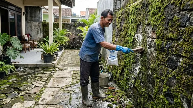 8 Trik Membersihkan Lumut Tebal dan Licin di Dinding Luar Rumah Pakai Garam Krosok, Rontok Seketika