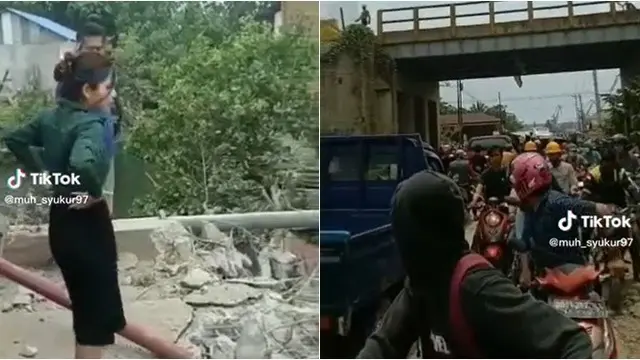 Viral Wanita Marahi Pekerja Proyek saat Jembatan Dibongkar, Berakhir Minta Maaf