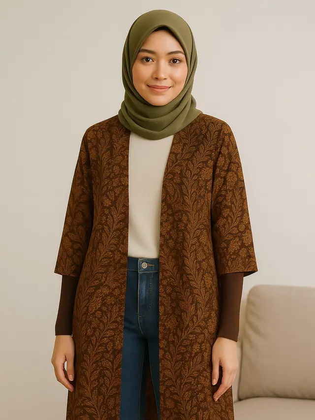 Model Batik Muslim Kekinian yang Bisa Dipakai Santai Sehari-hari/ Ilustrasi gambar oleh AI