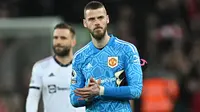 Reaksi kecewa kiper Manchester United, David De Gea setelah dikalahkan Liverpool pada laga Liga Inggris 2022/2023 di Anfield Stadium, Liverpool (5/3/2023). Dilepas gratis Manchester United setelah 12 tahun bersama akibat tak menemui titik temu perihal perpanjangan kontrak, David De Gea kini tengah jadi incaran beberapa klub Arab Saudi dan klub La Liga. (AFP/Paul Ellis)