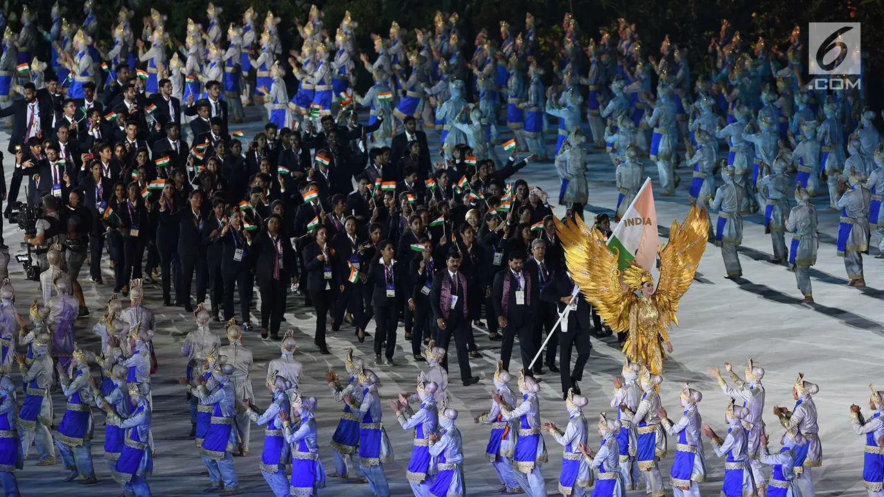 Aksi Kontingen Berbagai Negara di Pembukaan Asian Games 2018