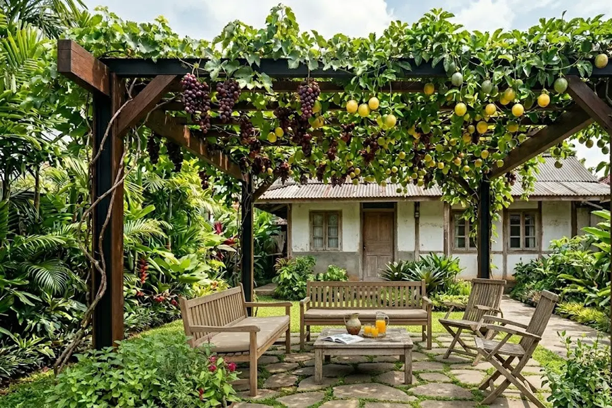 Ide Pergola Sederhana untuk Tanaman Buah Rambat