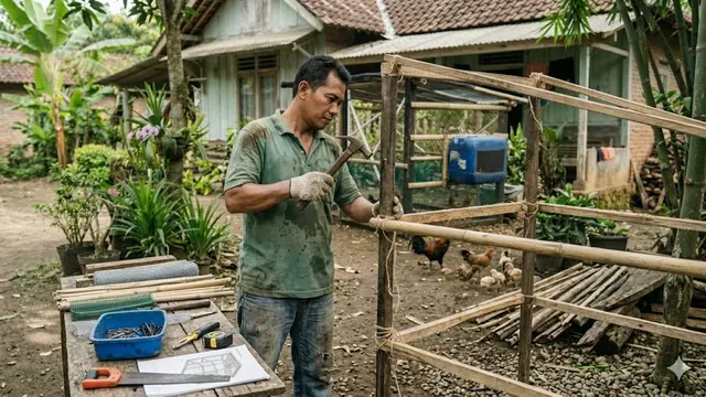 Cara Membuat Kandang Ayam Mini dari Jaring