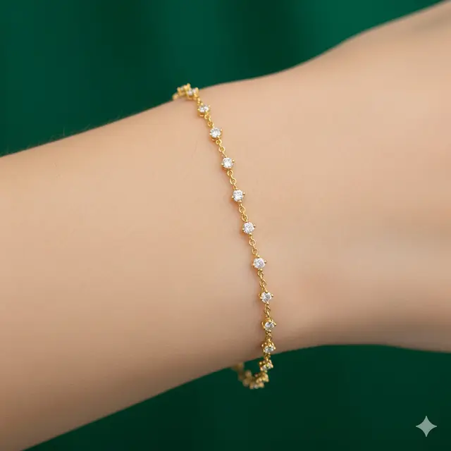 Model Gelang Emas Muda Berlian Kecil Mewah untuk Tabungan Masa Depan. Gemini