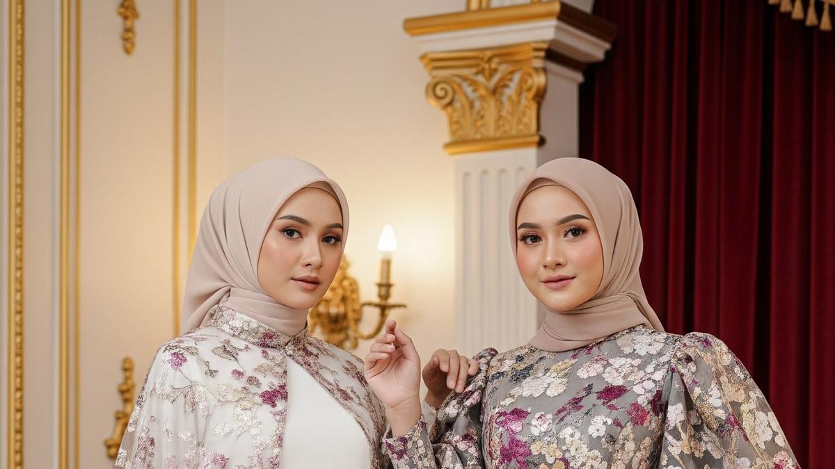 Tren 13 Gamis Brokat Kombinasi Sifon Modern 2025, Pilihan Elegan untuk Setiap Momen