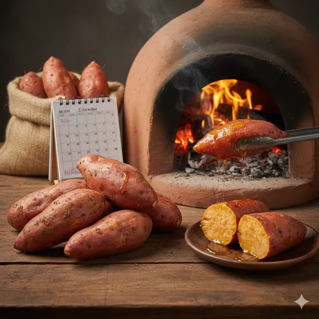 Ubi cilembu siap bakar (Foto: Gemini AI)