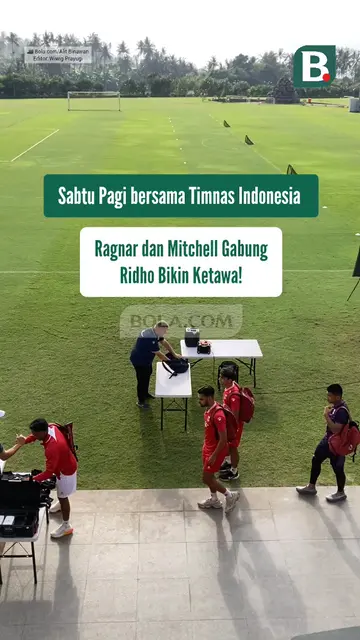 Suasana latihan Timnas Indonesia di Bali United Training Center diwarnai momen lucu saat Rizky Ridho melontarkan teriakan "Bali United Jaya!
