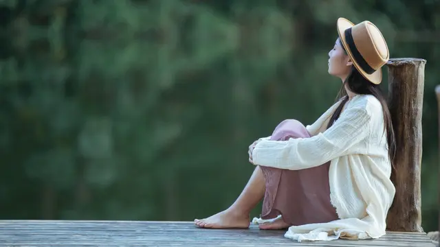 Ilustrasi sendiri, diam, tenang, kalem