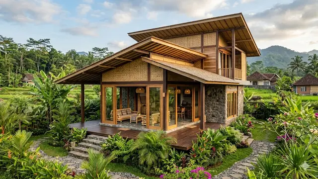 9 Contoh Rumah Desa Minimalis dengan Nuansa Kayu dan Batu Alam, Sentuhan Rustic Modern