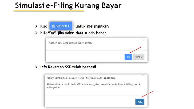 Simulasi e-Filing Kurang Bayar