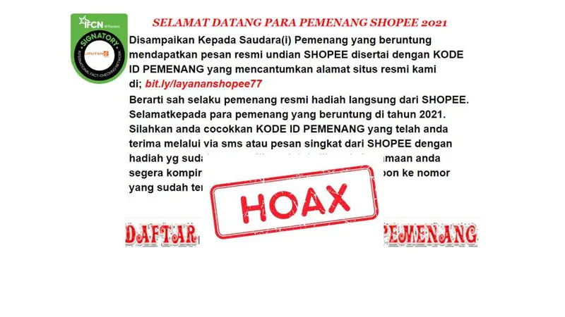 Cek fakta hadiah shopee