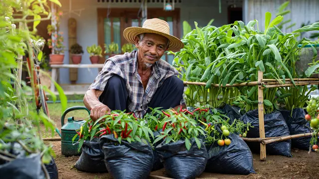 Ide Kebun Sayur untuk Bapak-Bapak Pensiunan (AI)