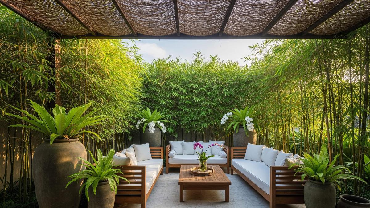 7 Ide Teras Hijau dengan Pohon Bambu sebagai Pagar Alami Anti Panas