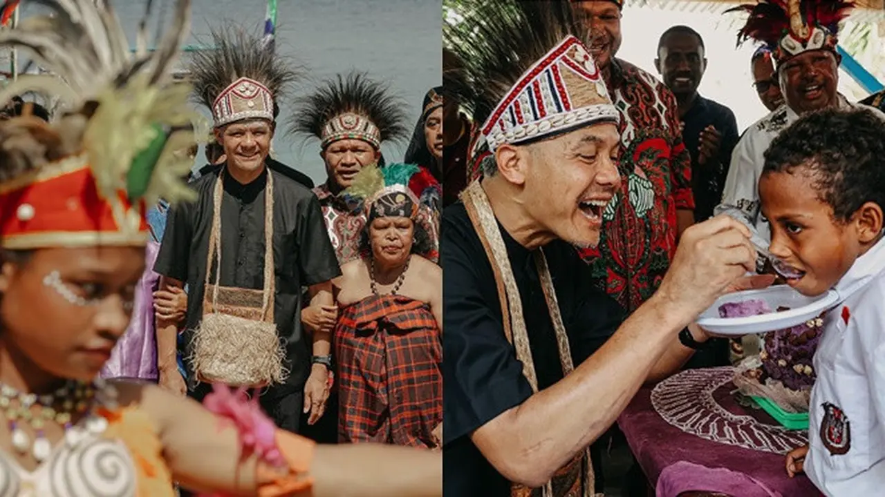 Momen Ganjar Pranowo Kunjungi Papua Barat, Kalungi Noken hingga Suapi Bocah SD