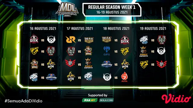 Jadwal Lengkap dan Live Streaming MDL Season 4 Pekan Kedua di Vidio, 16-19 Agustus 2021