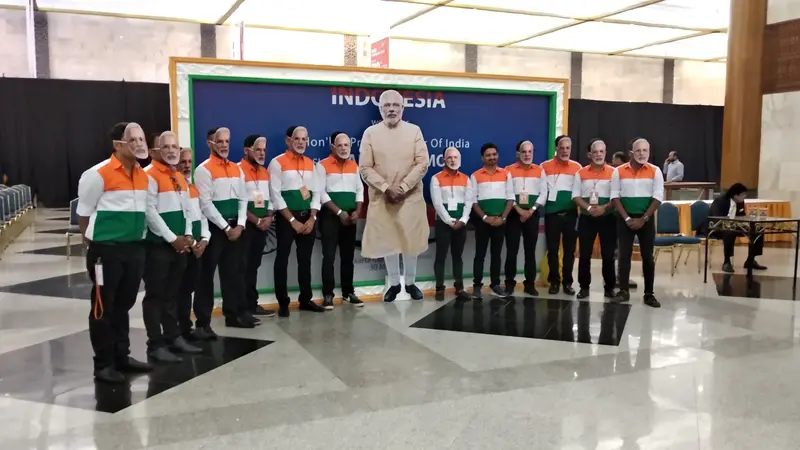 Sambutan meriah oleh warga asli dan keturunan India terhadap kunjungan diplomatik PM Narendra Modi ke Jakarta, Rabu (30/5/2018) - (Liputan6.com/Happy Ferdian Syah Utomo)