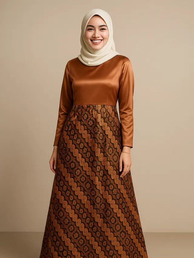 Model Gamis Batik Kombinasi Satin Mengkilap/Ilustrasi ChatGPT