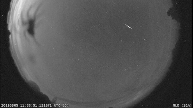 Kamera NASA yang terletak di dekat Tucson, Arizona, menangkap gambar seekor laba-laba dan meteor Perseid pada 5 Agustus 2019. (Gambar: NASA)