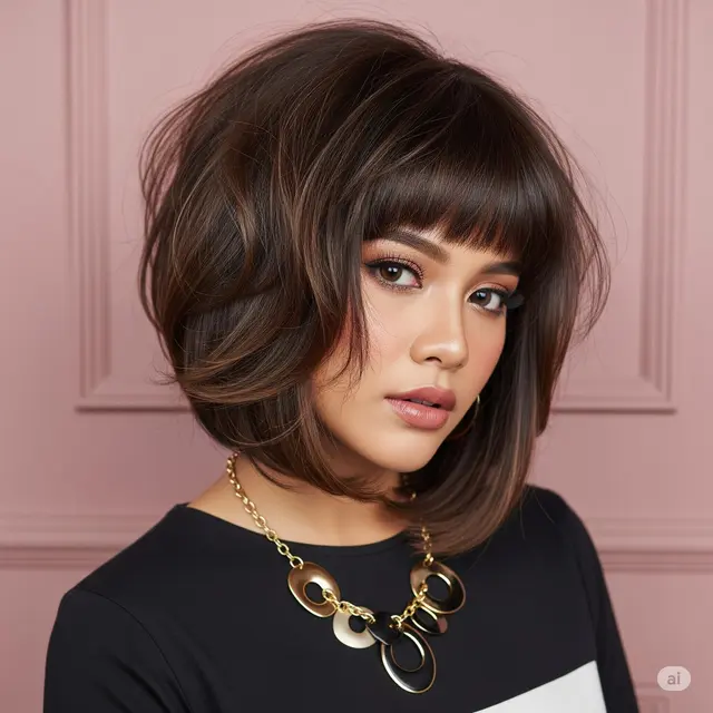Potongan Rambut Bob Asimetris Kekinian. Foto: Gemini