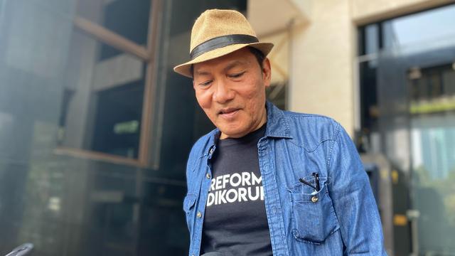 Mantan Wakil Ketua Komisi Pemberantasan Korupsi (KPK) Saut Situmorang memberikan kesaksian sebagai ahli di Polda Metro Jaya, Selasa (17/10/2023).