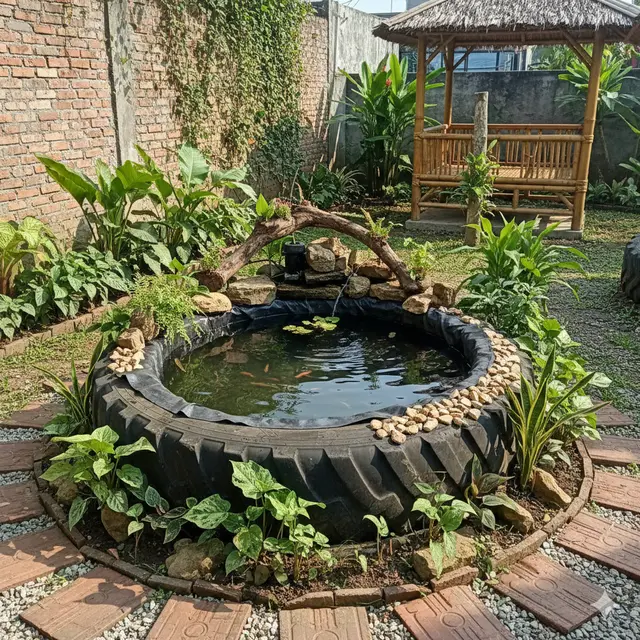 Model Kolam Ikan dari Ban Bekas