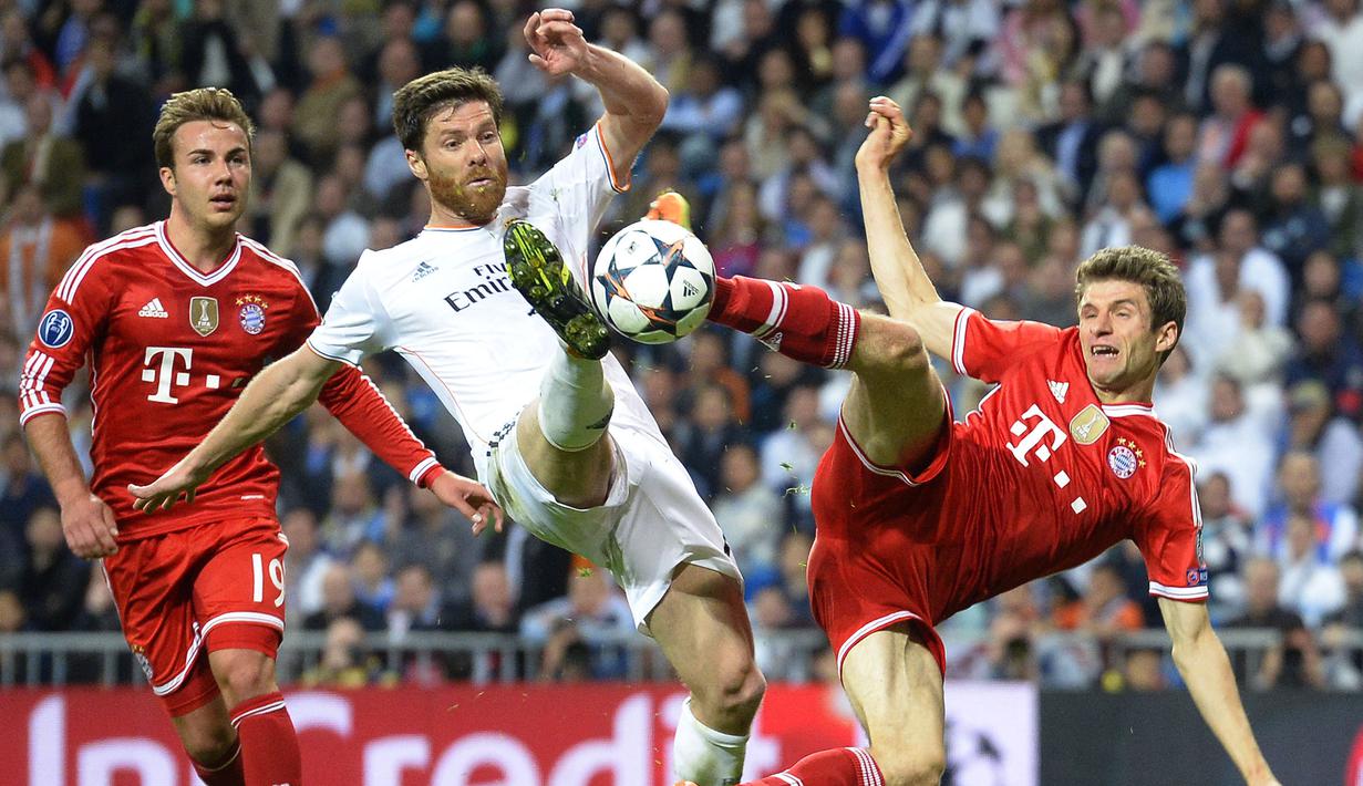 Pada tahun 2009, Xabi Alonso memutuskan hijrah ke Real Madrid. Bersama El Real, Alonso kian dikenal sebagai salah satu gelandang terbaik di dunia dengan sederet trofi bergengsi untuk Los Blancos. (AFP/Gerard Julien)