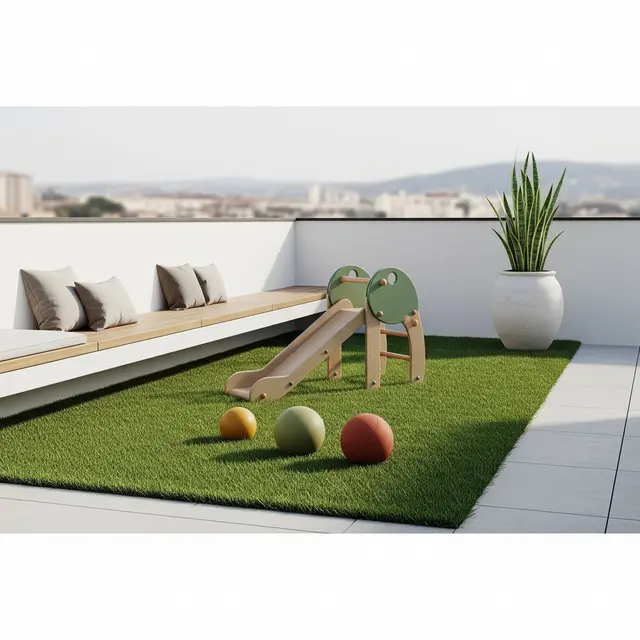 Teras dengan Rumput Sintetis