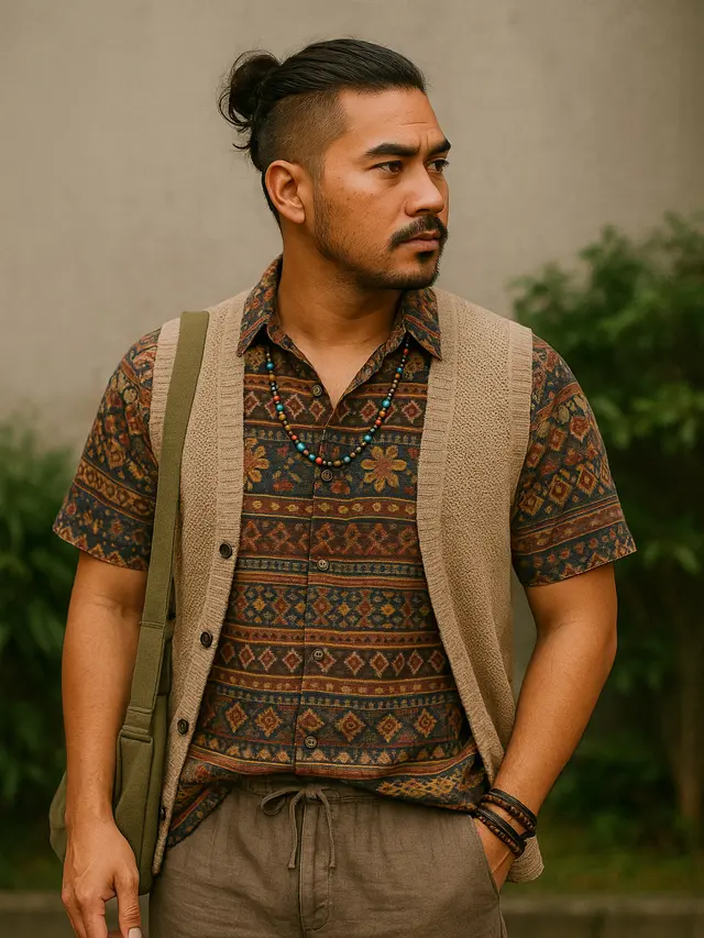 Gaya Pakaian yang Cocok untuk Model Rambut Man Bun Undercut (Foto: ChatGPT)