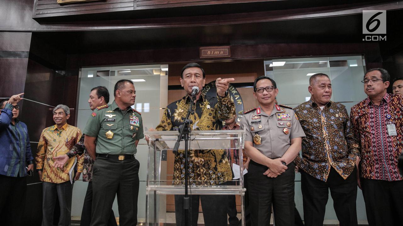 Wiranto Pimpin Rakor dengan Panglima Tni, Kapolri, BIN, Menhan, Bea dan Cukai