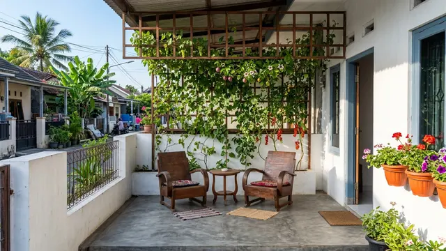 Inspirasi Kebun Buah Berbunga di Teras