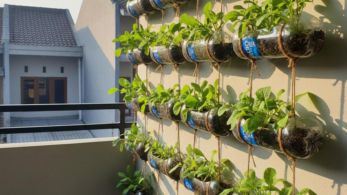 7 Cara Membuat Kebun Vertikal di Balkon Pakai Botol Plastik Bekas, Mudah dan Hemat
