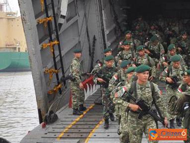 Citizen6, Tanjung Priok: KRI Teluk Amboina-503 yang mengangkut prajurit Yonif Linud Kostrad-305 Tengkorak  Karawang usai melaksanakan penugasan pengamanan di wilayah perbatasan RI–Malaysia. (Pengirim: Dispenkolinlamil)
